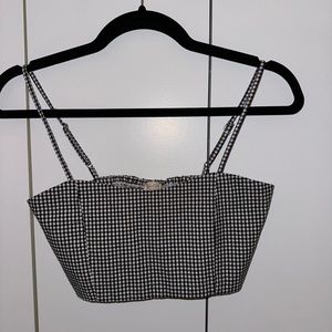 White and black plaid crop top